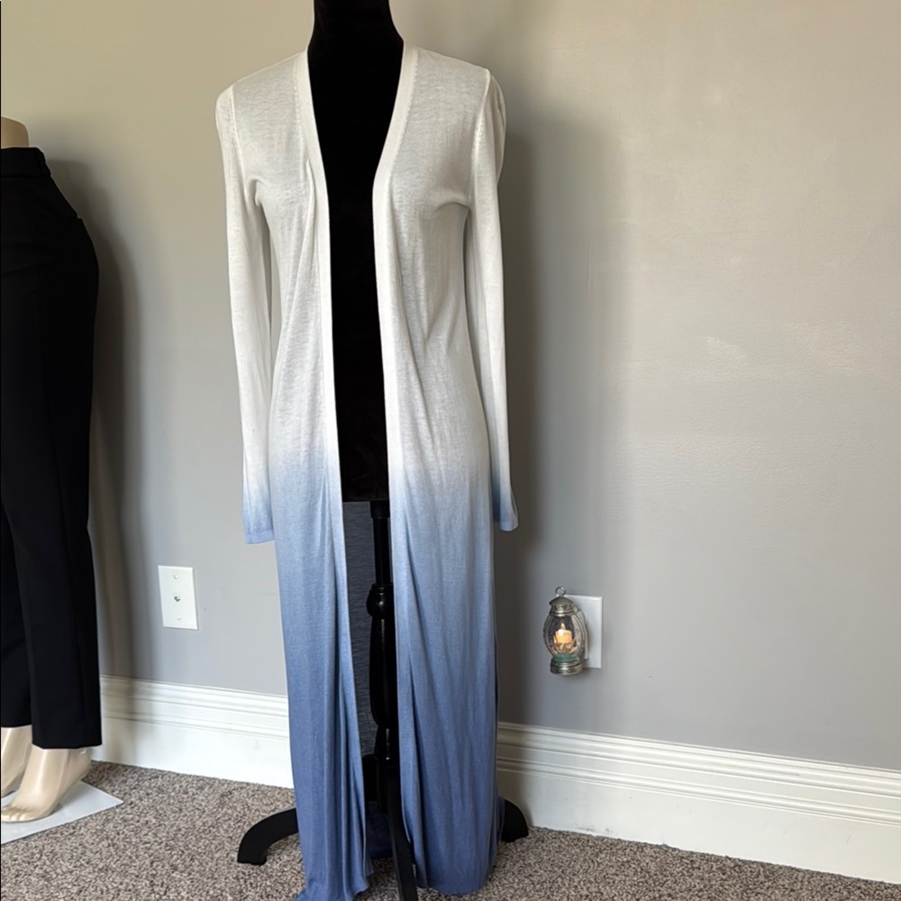 White and Blue Long Cardigan
